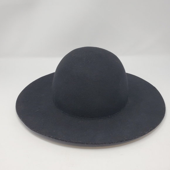 H & M DIVIDED 100% WOOL BLACK HAT  FLOPPY FESTIVAL CLASSIC WOMEN SIZE LARGE 58 - Picture 7 of 12